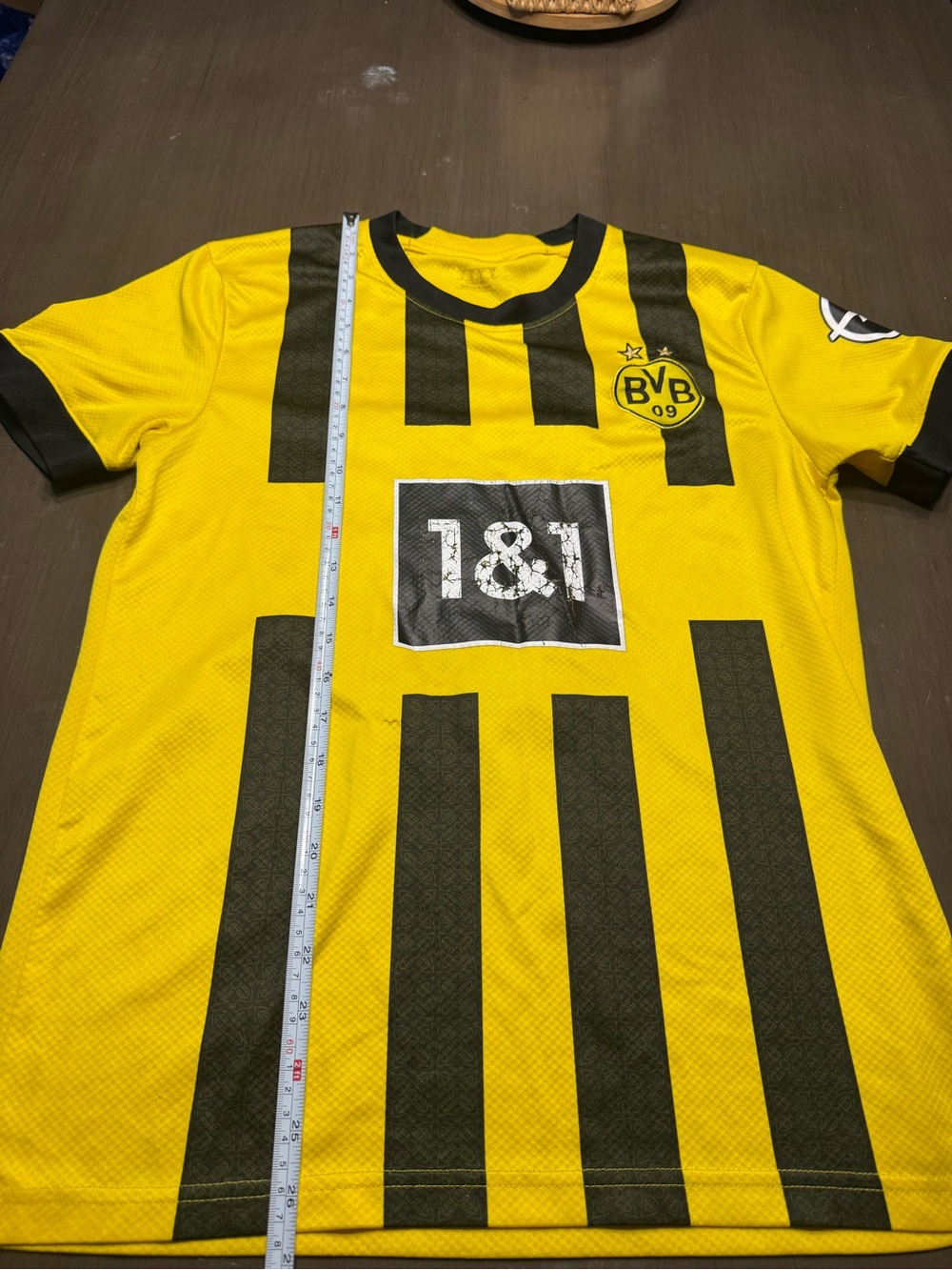 Puma Yellow and Black Striped Soccer Jersey